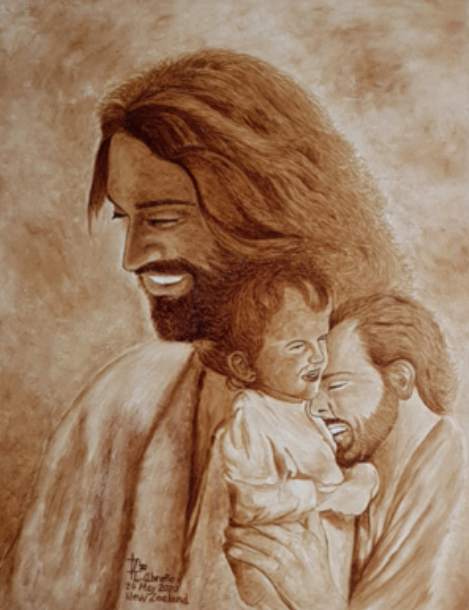 The Holy Smiles (Coffee on Canvas - Original)