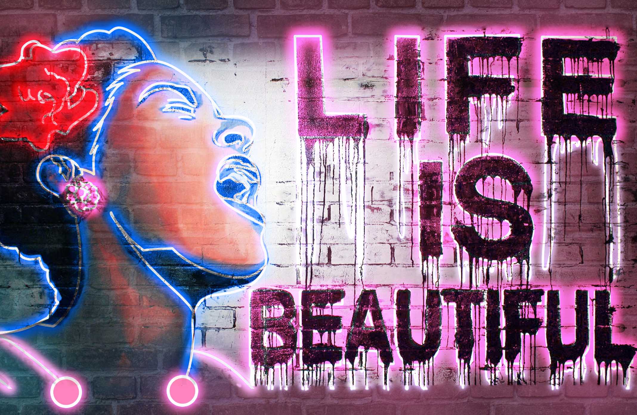 Life is Beautiful (Neon Banksy) 