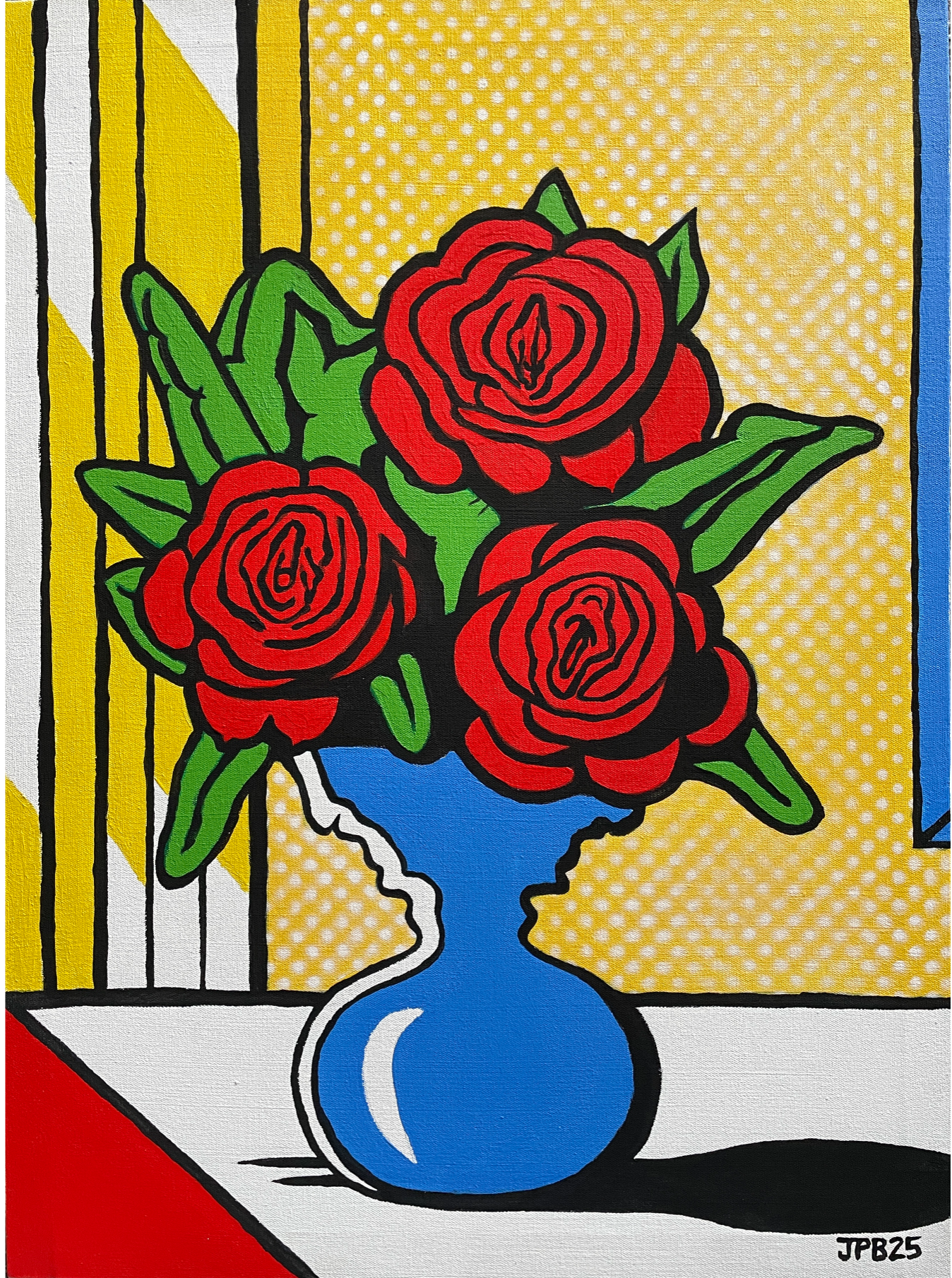 Roses in a Blue Vase