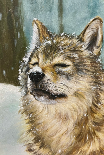 Wolf in Snow (Original painting)