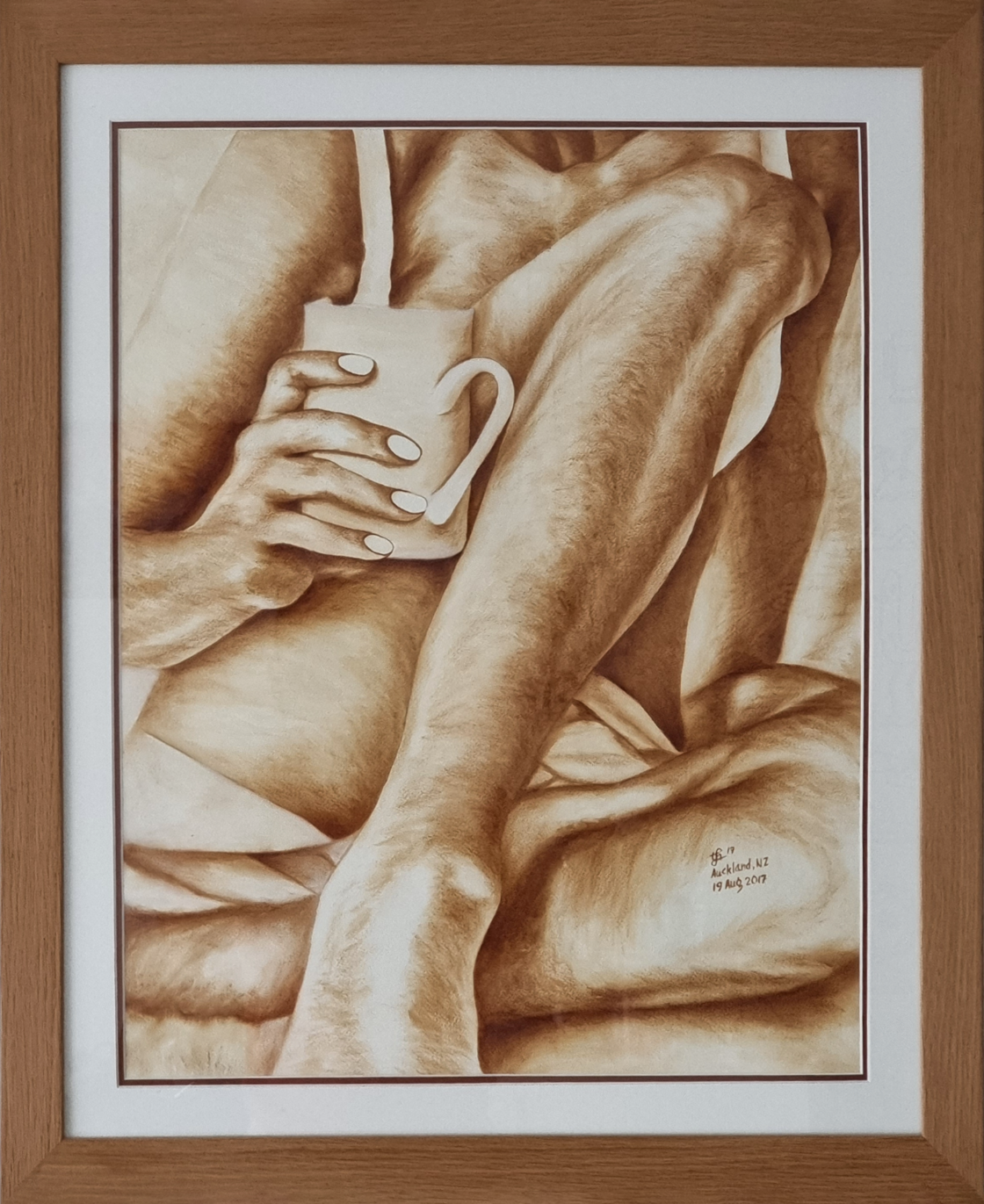 After Midnight (Framed Original Coffee Painting on Paper)