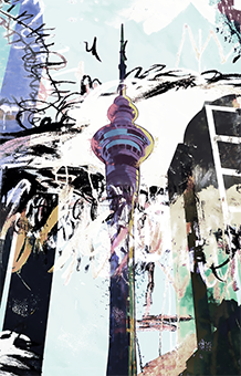 Sky tower Auckland artwork