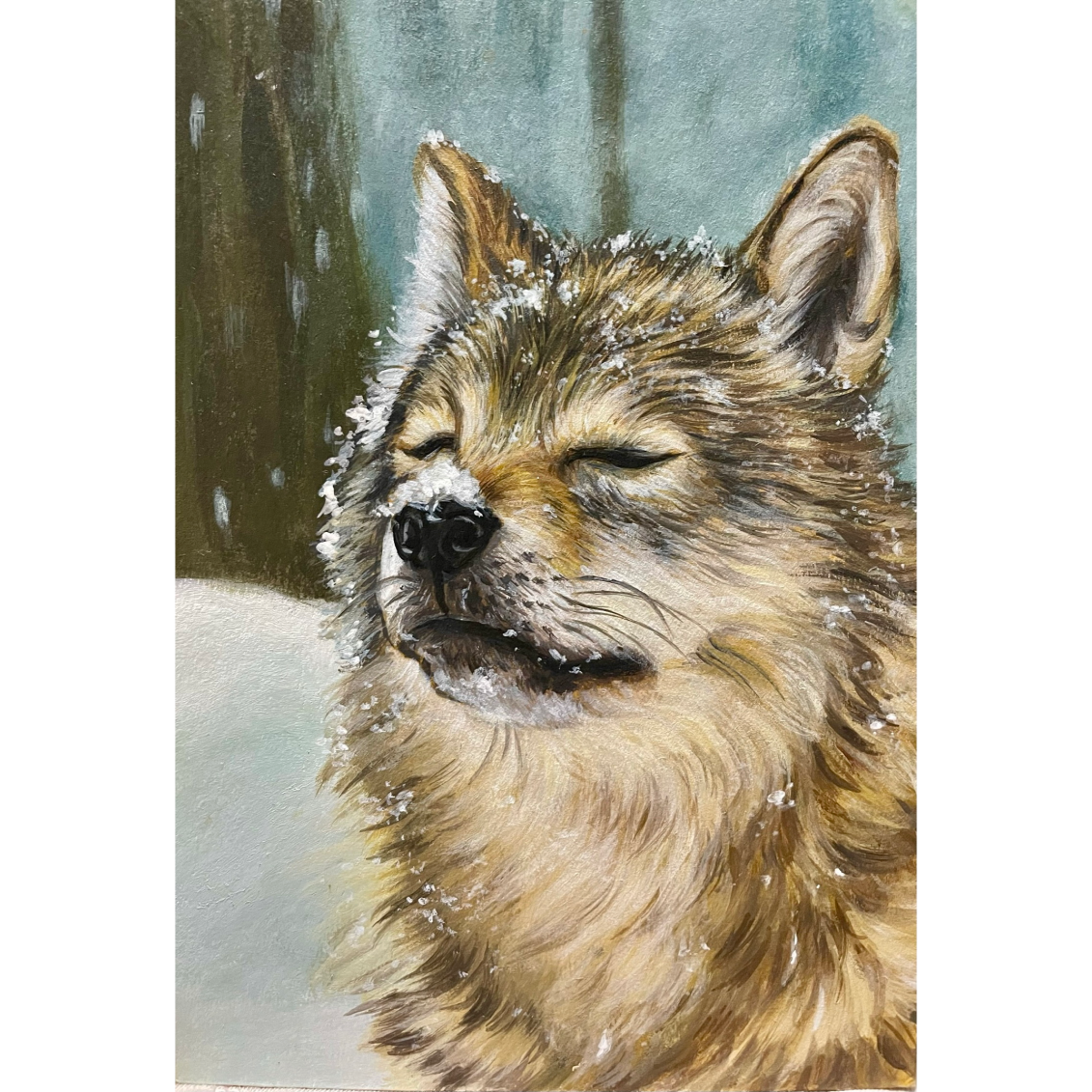 Wolf in Snow (Original painting)