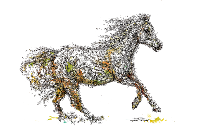 Floral horse artwork