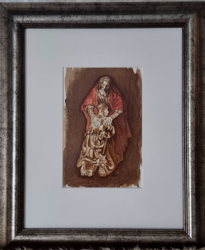 Echoes of Home (Coffee interpretation of Rembrandt’s “Prodigal Son”)